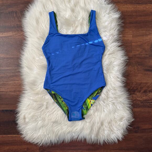 NWT Alice + Olivia Remy Scoop Neck Reversible Swim Bathing Suit Palm Print S - Picture 6 of 11